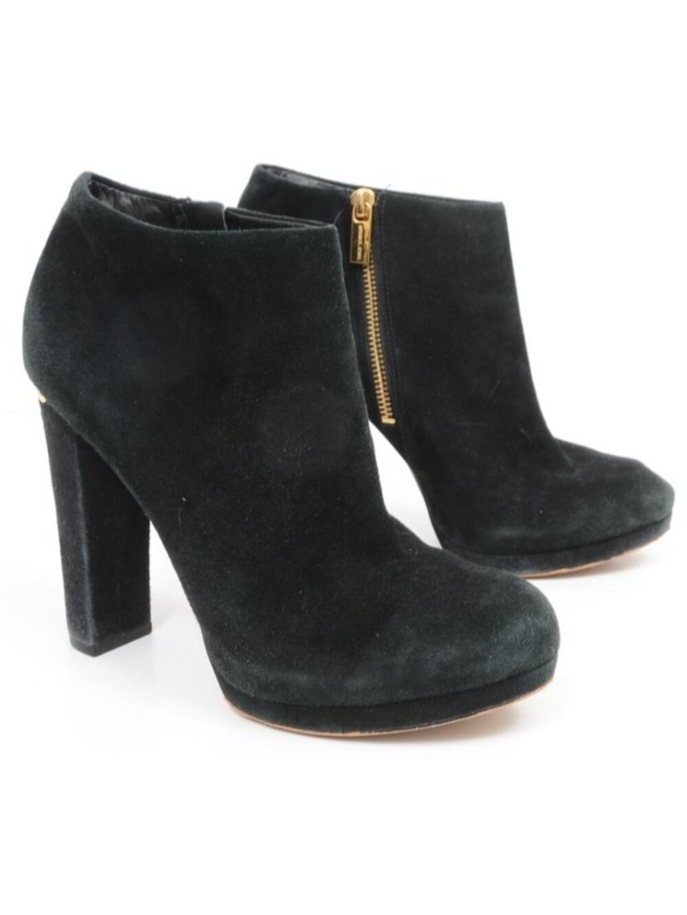 Michael Kors Haven Womens 8.5 Black Suede Leather Ankle Platform High Heel Boots